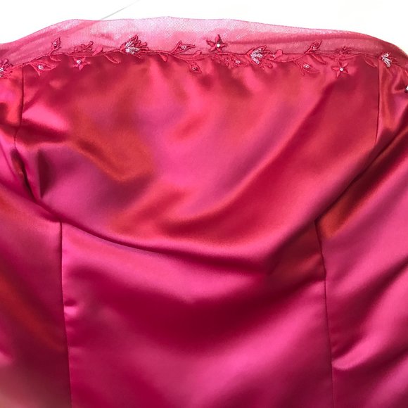 Ruby Red Floor-Length A-Line Strapless Dress - Picture 4 of 6